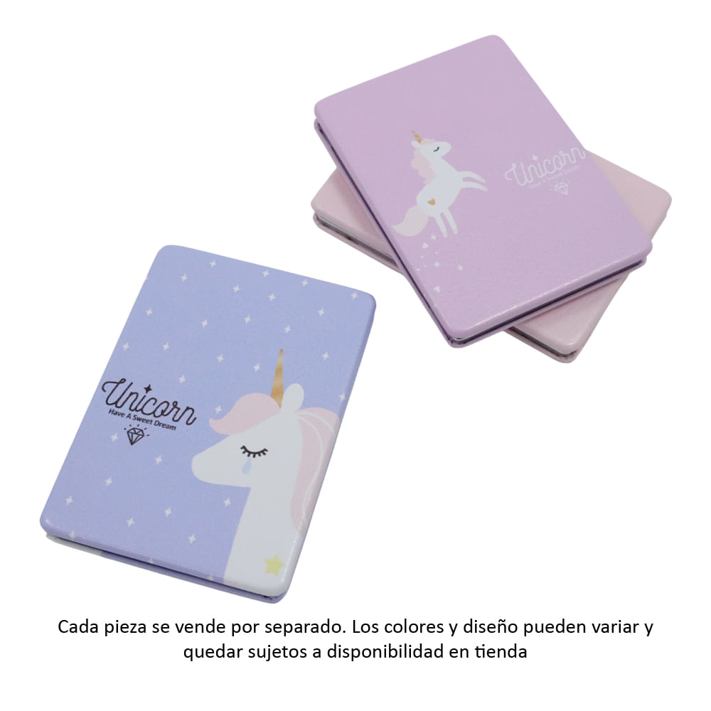 Espejo portátil rectangular diseño de unicornios surtido 6x9 cm