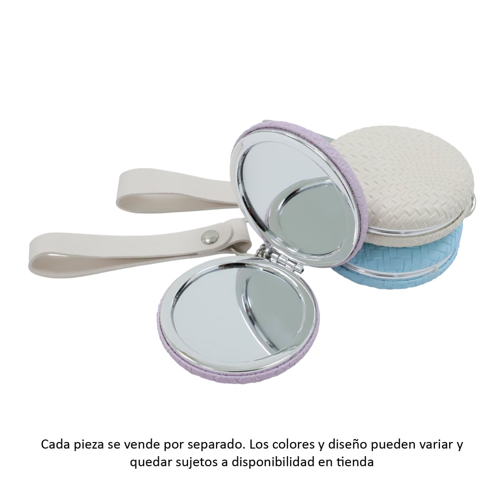 Espejo portátil redondo con textura trenzada surtido 7 cm