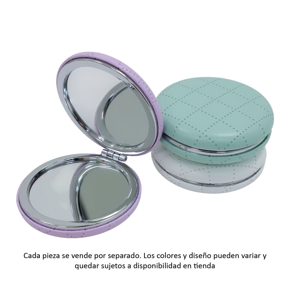 Espejo portátil redondo diseño cuadricula surtido 7 cm