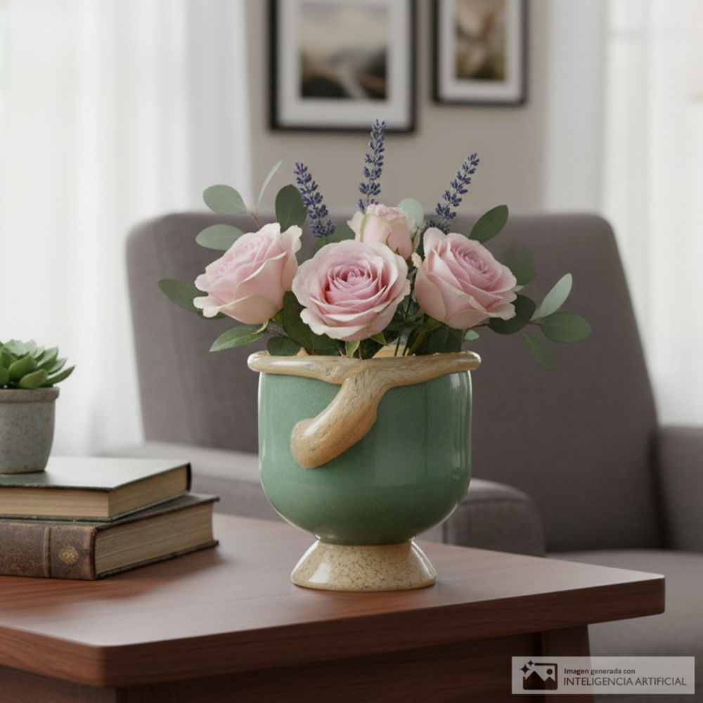 Florero de vidrio tipo jarra con asa 10x10 cm