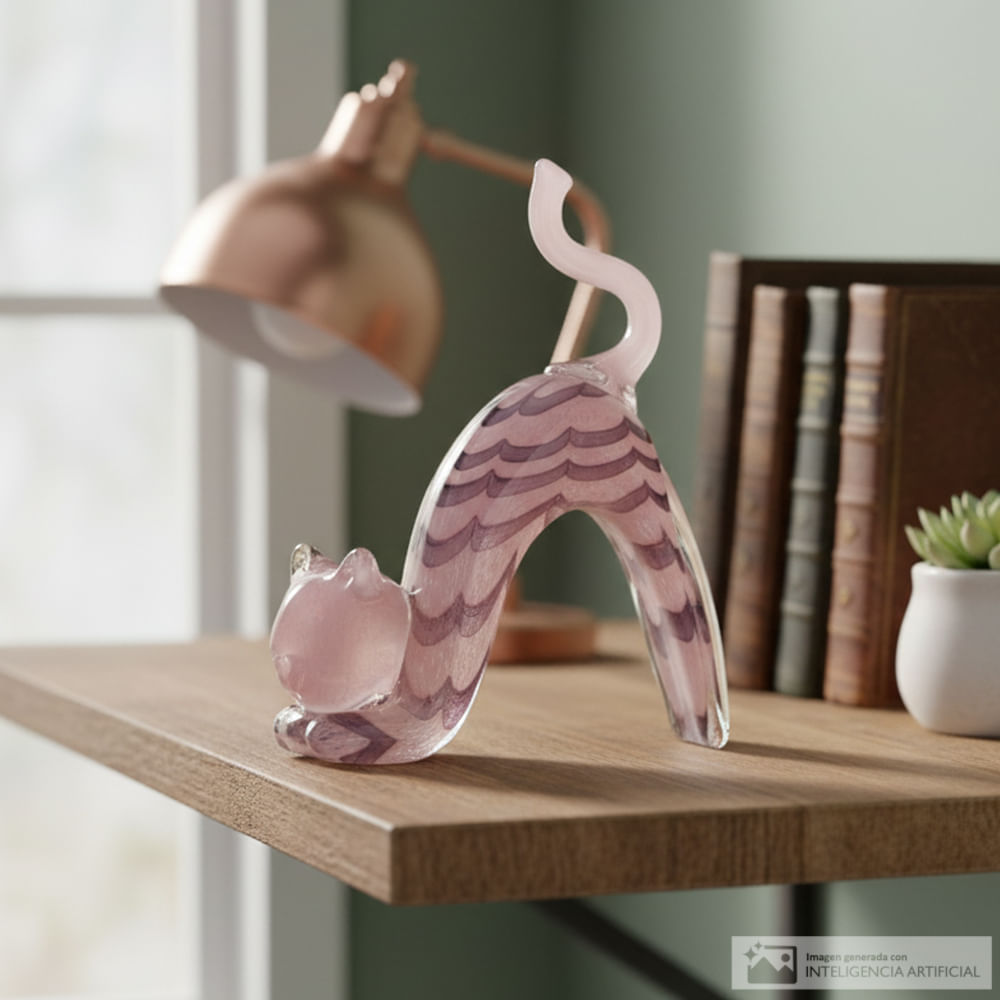 Figura gato decorativo de vidrio  20x5x17 cm