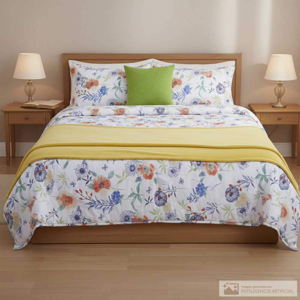 Edredón Detalles de poliéster estampado gerquiria + frazada