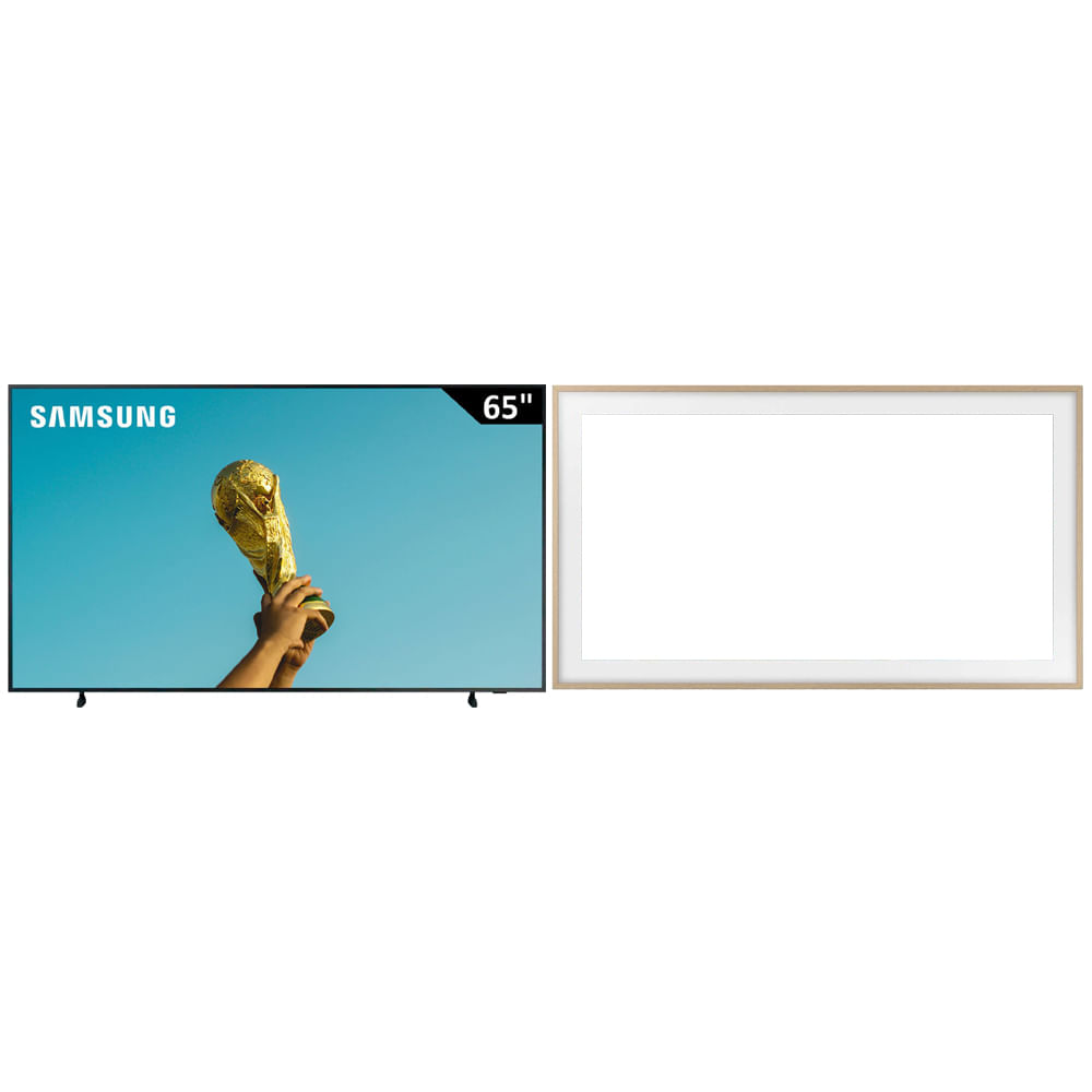 Pantalla Samsung The Frame 65" (165.1 cm) QLED UHD 4K HDR10+ QN65LS03DAPXPA + Marco The Frame personalizable 65" café madera claro