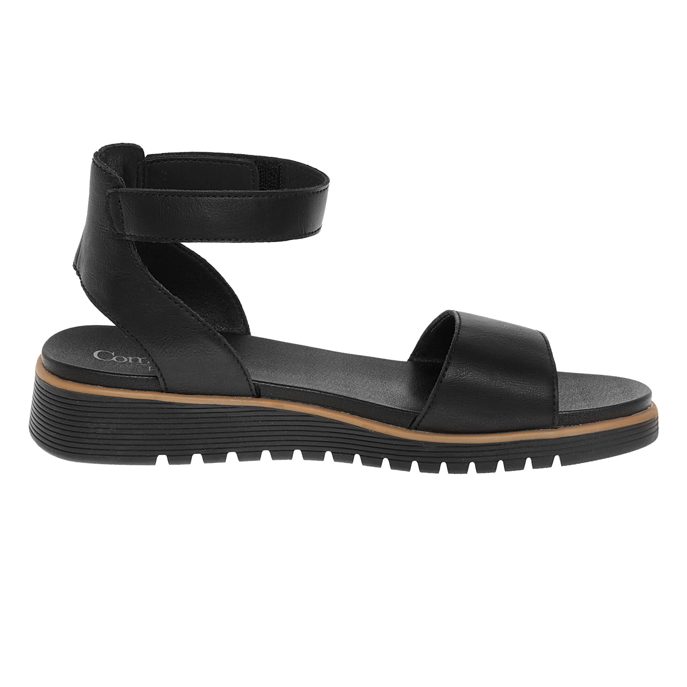 Sandalias Deportivas Neve Con Taco Tipo Cuña Para Mujer Negro Comfort Plus 210599