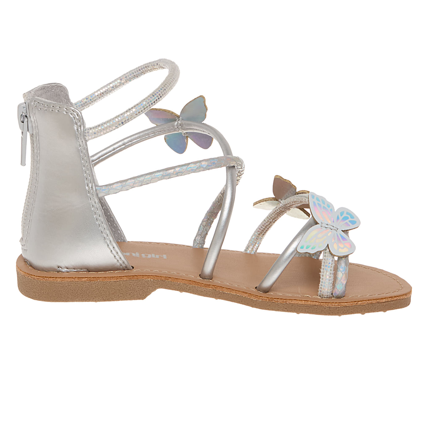 Sandalias Planas Cleo Para Niña Pequeña Plateado Fioni 210263