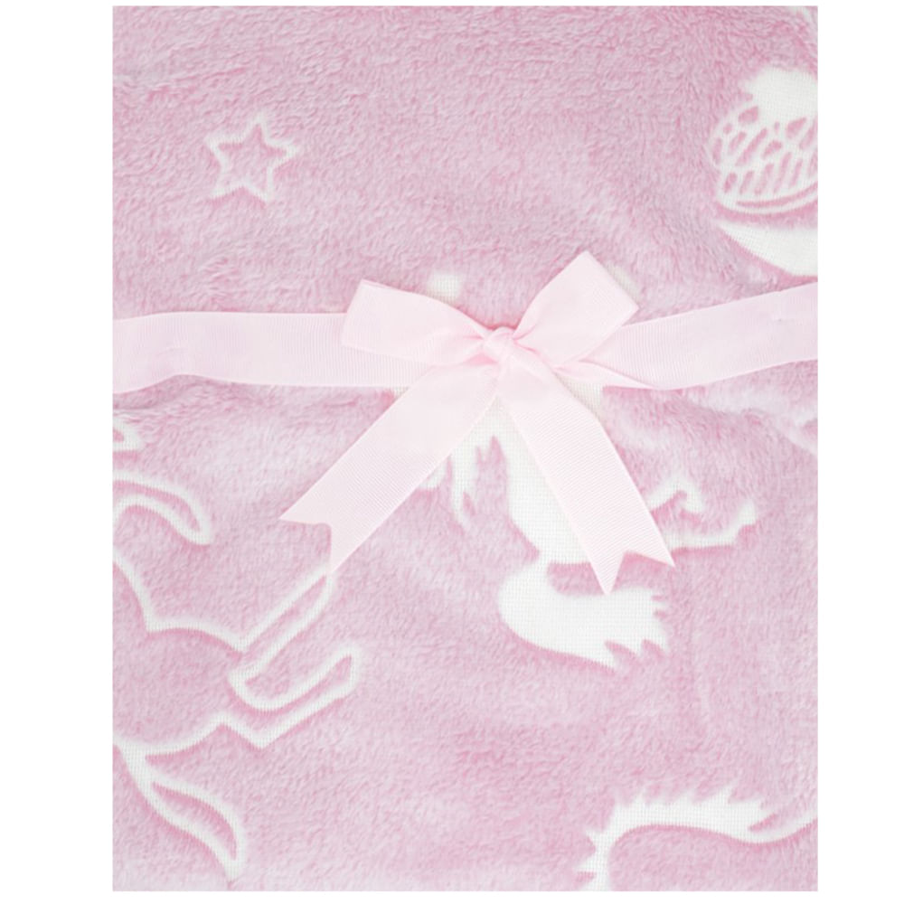 Frazada bicolor con bordado de unicornio para bebé