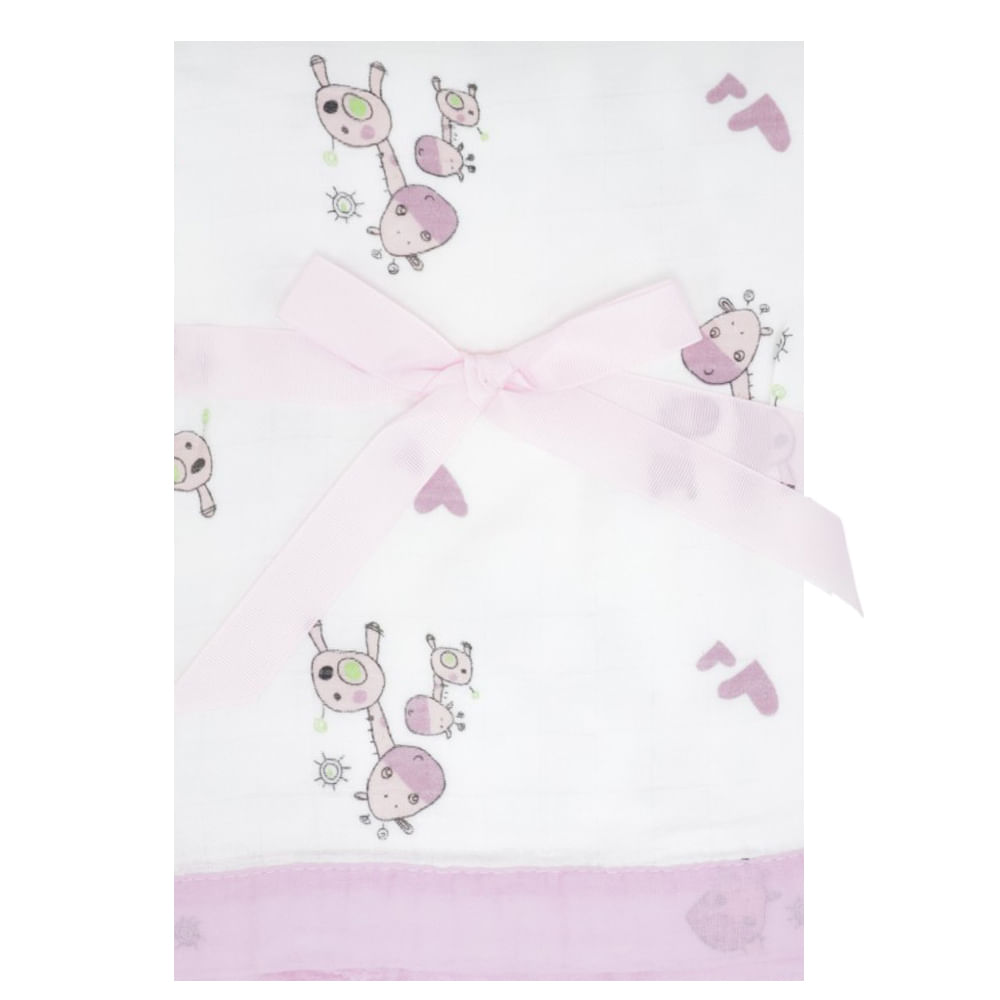 Frazada muselina multicolor con estampado de Jirafa para bebé