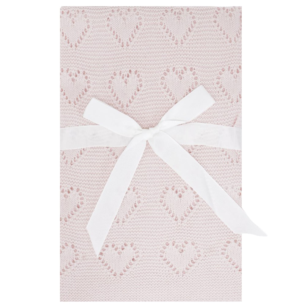Frazada crochet rosada con corazones para bebé