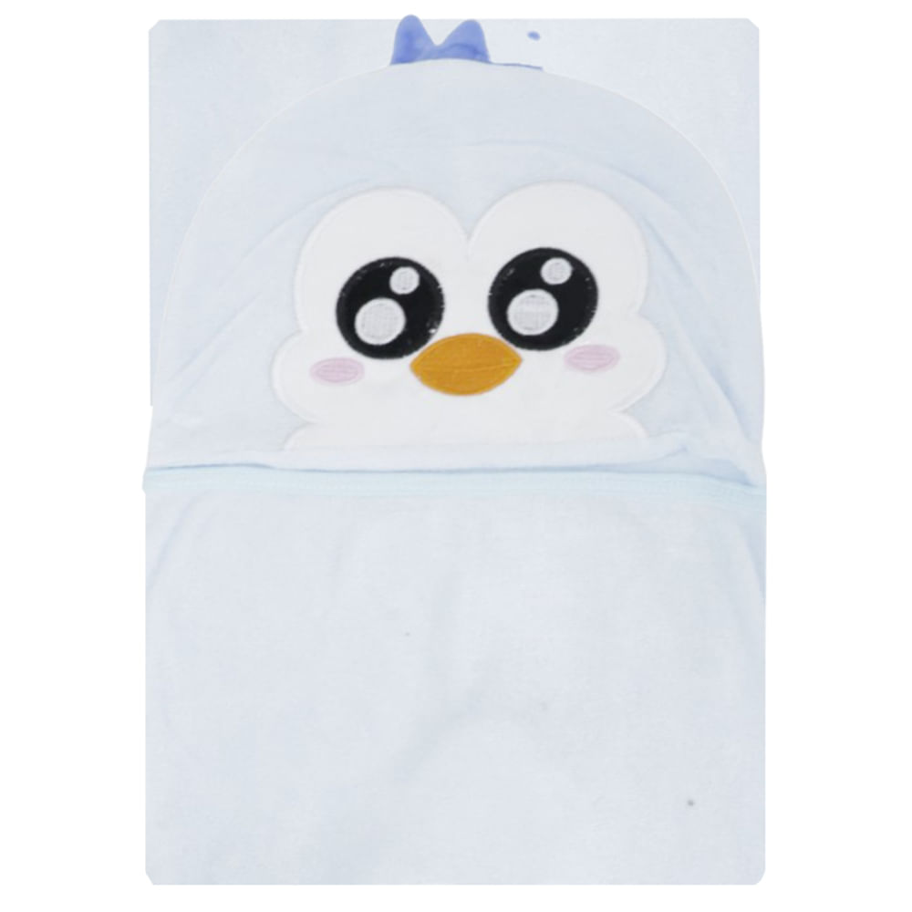 Toalla de baño con capucha de pingüino 75×75 cm para bebé