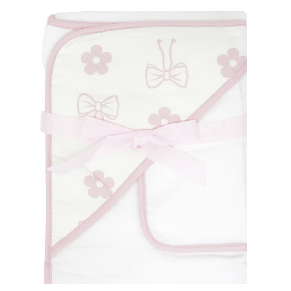 Set de toalla 2 piezas bicolor con estampado floral para bebé