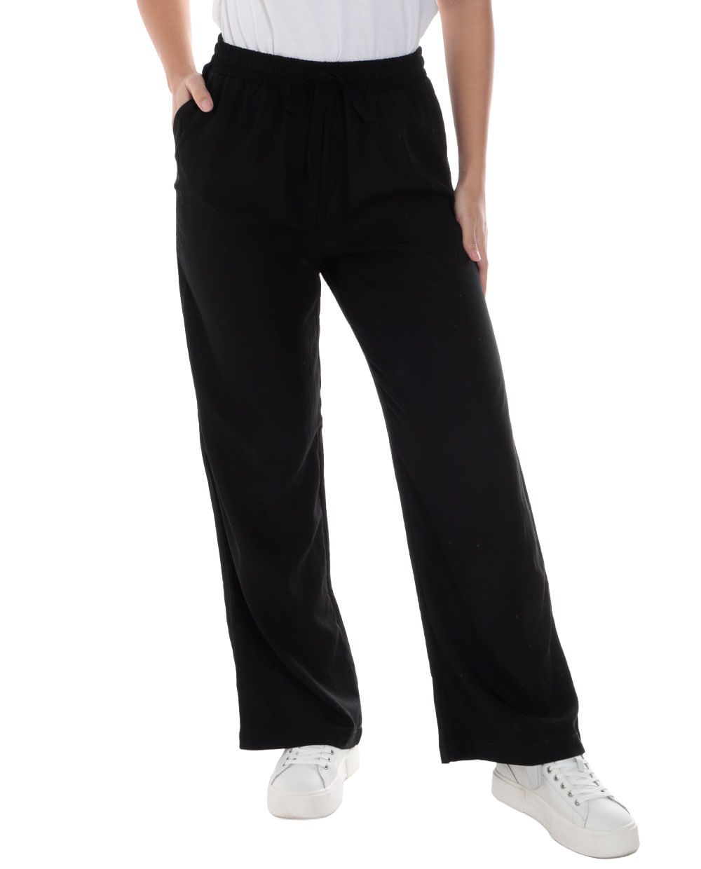 Pantalón Orange pull on negro de cintura alta para mujer