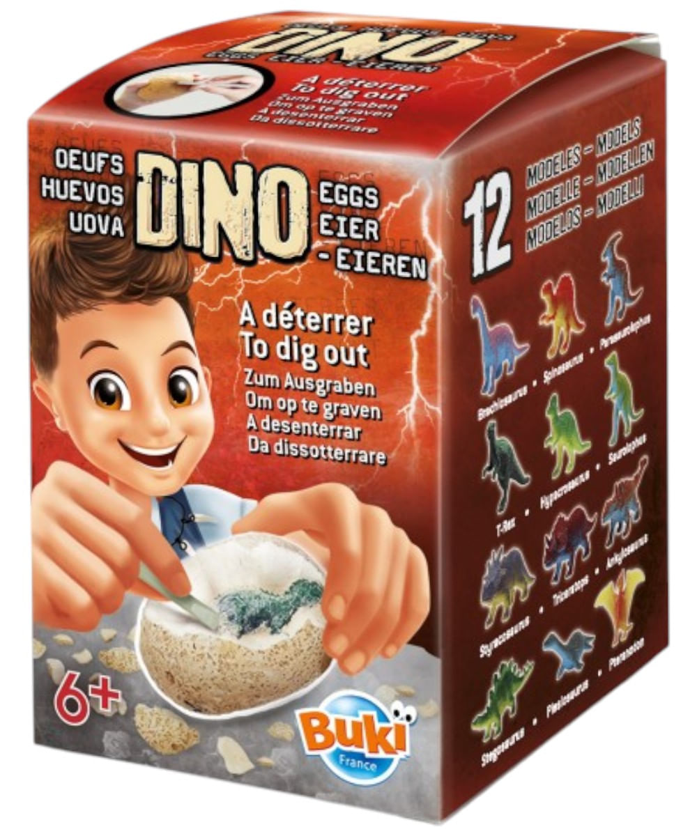 Buki kit de juguete descubre huevos sorpresa con mini dinosaurio