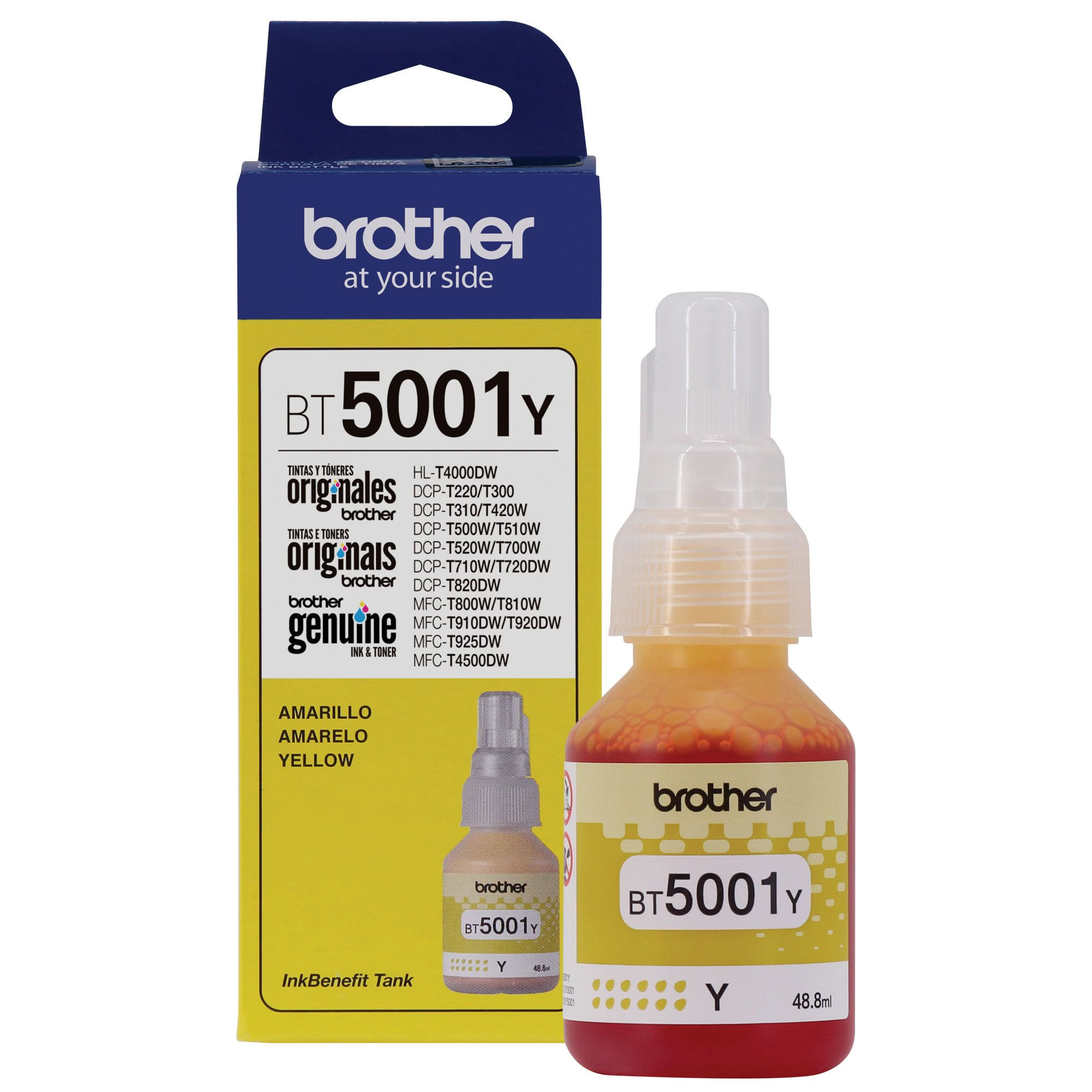Botella de Tinta Brother BT5001Y amarilla 5000 páginas
