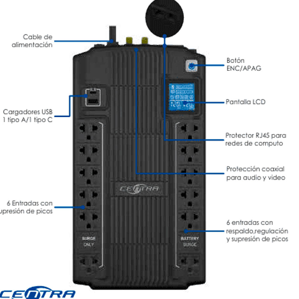 UPS Centra Office 800VA/400W LCD