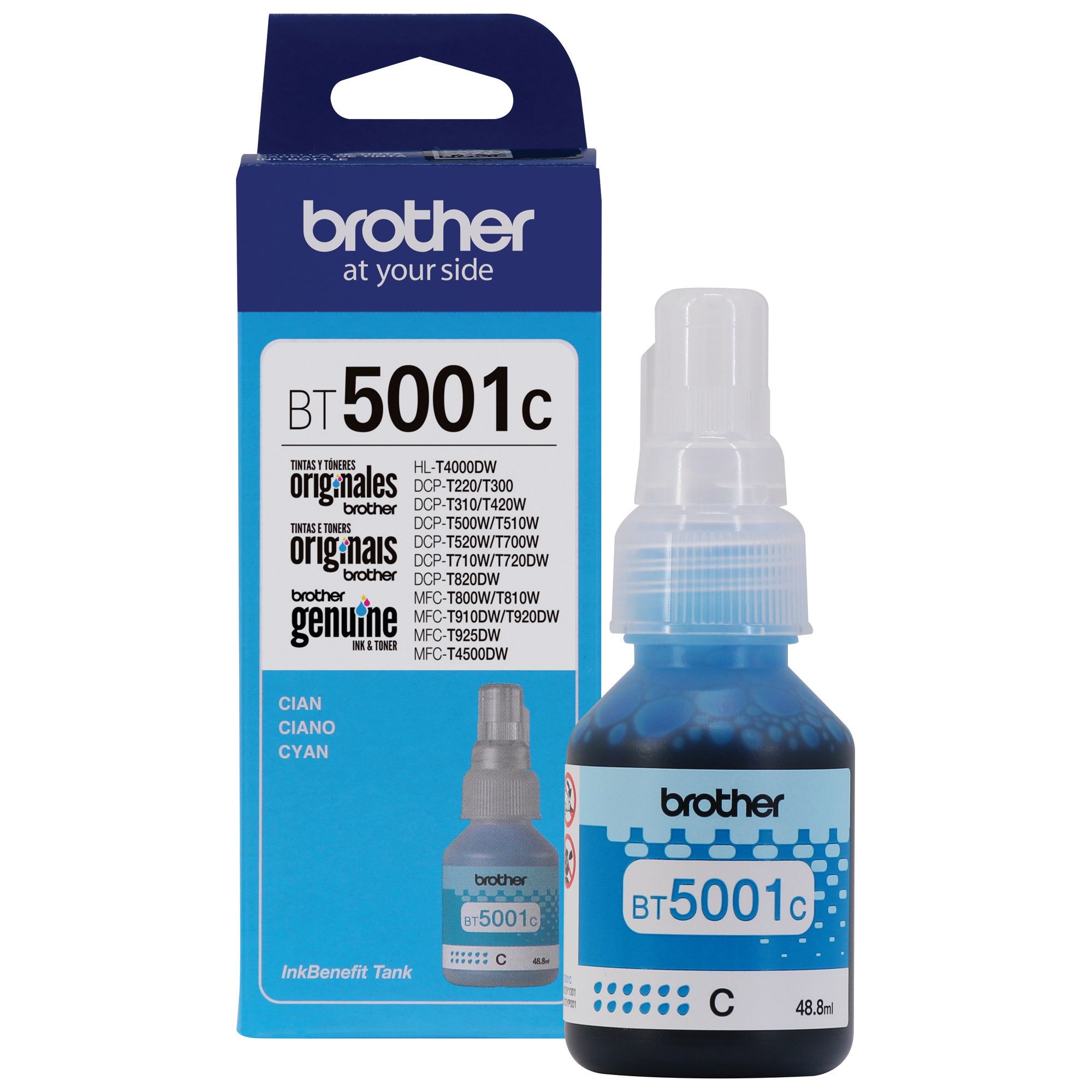 Botella de Tinta Brother BT5001C cyan 5000 páginas