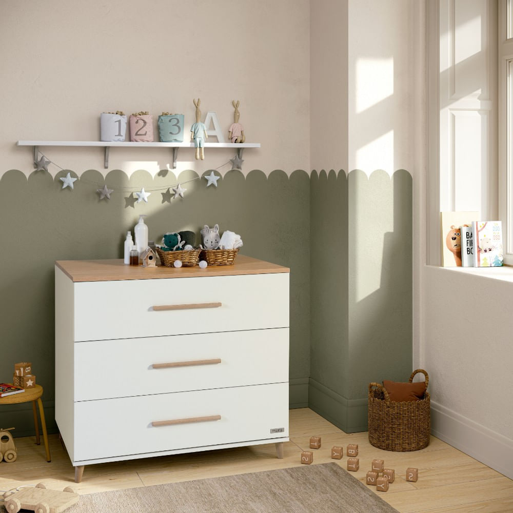 Cómoda Micuna blanco-madera natural