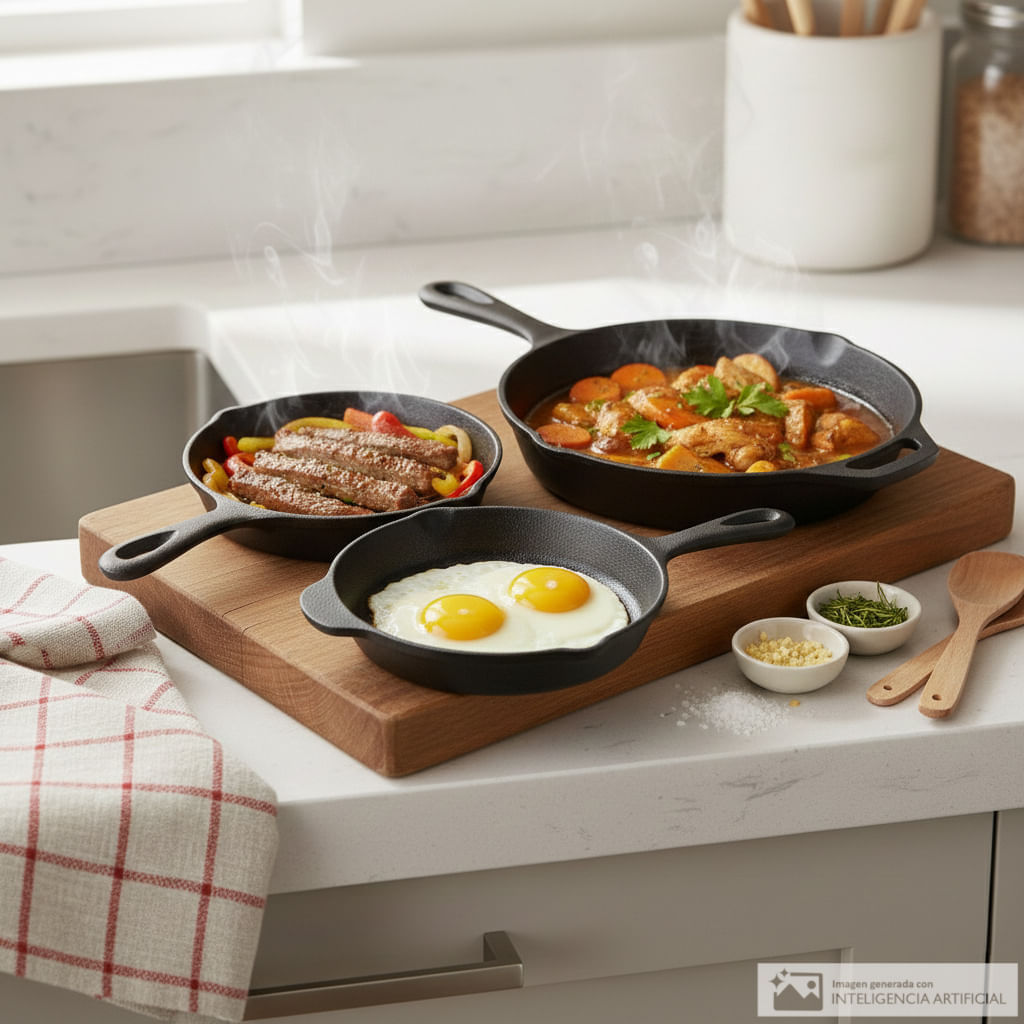 Set de 3 sartenes Hamilton beach de hierro fundido