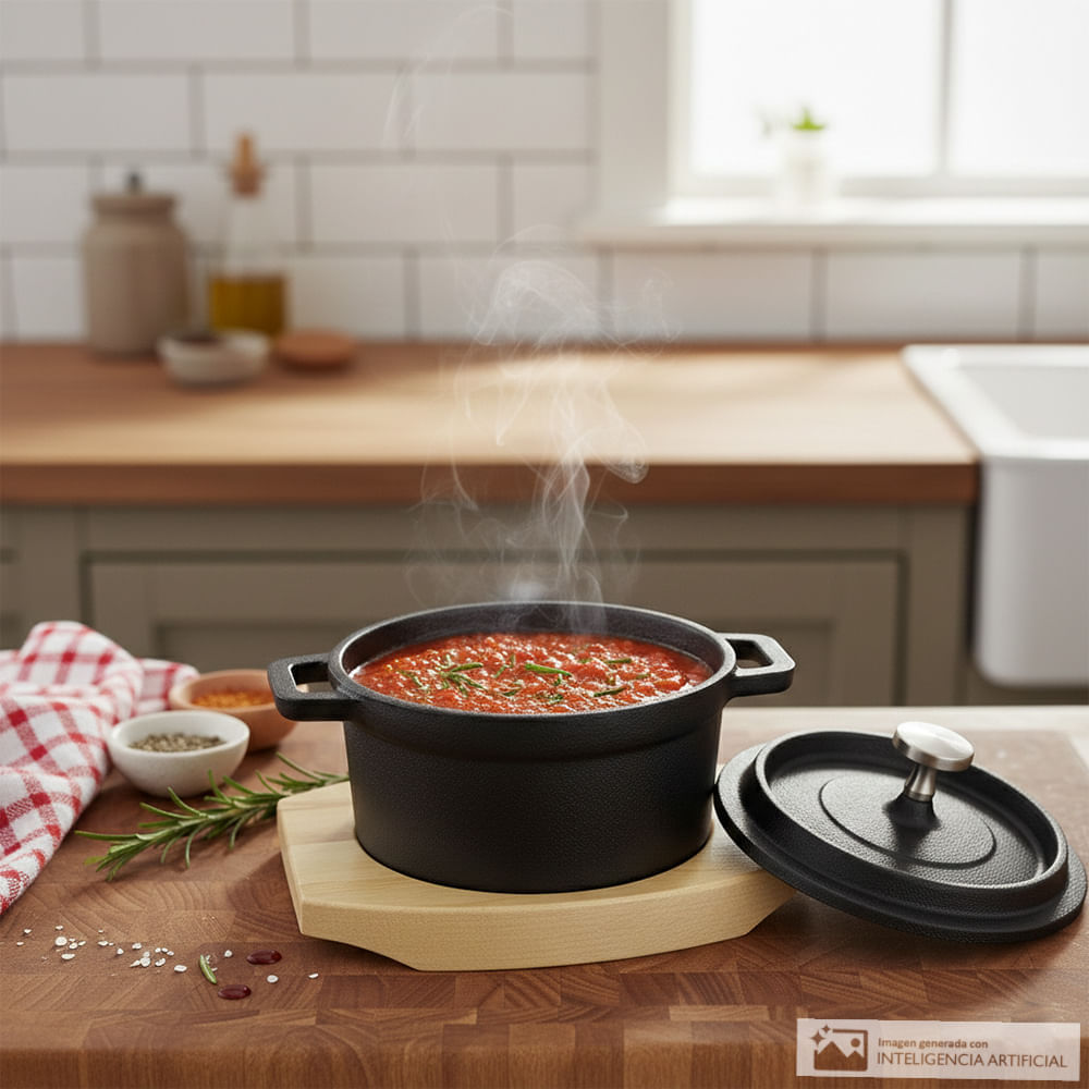 Olla Hamilton beach de hierro fundido con tapa 10 cm