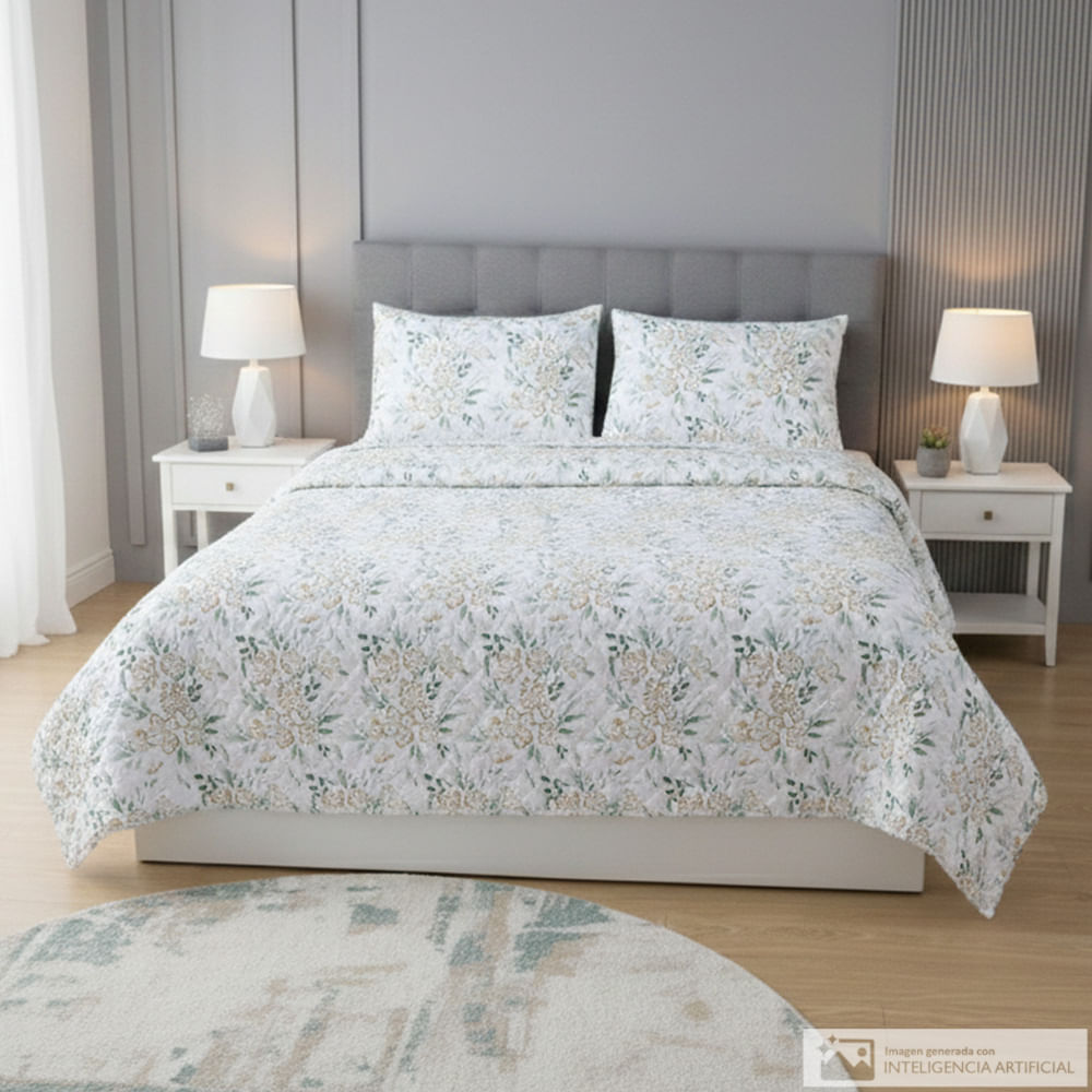 Cubrecama Detalles de poliéster estampado floral