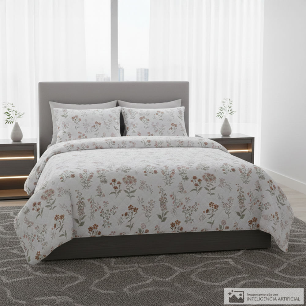Cubrecama Detalles de poliéster estampado floral