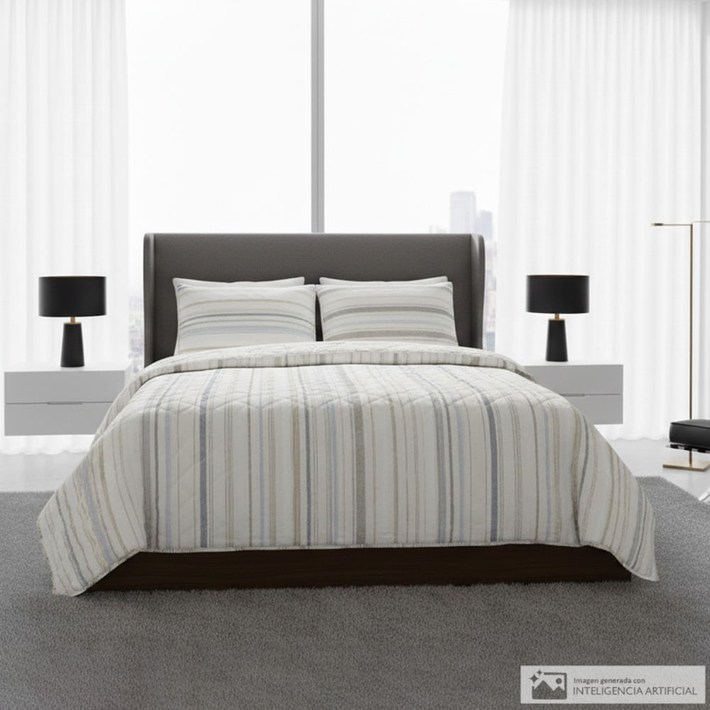 Cubrecama Detalles de poliéster estampado líneas