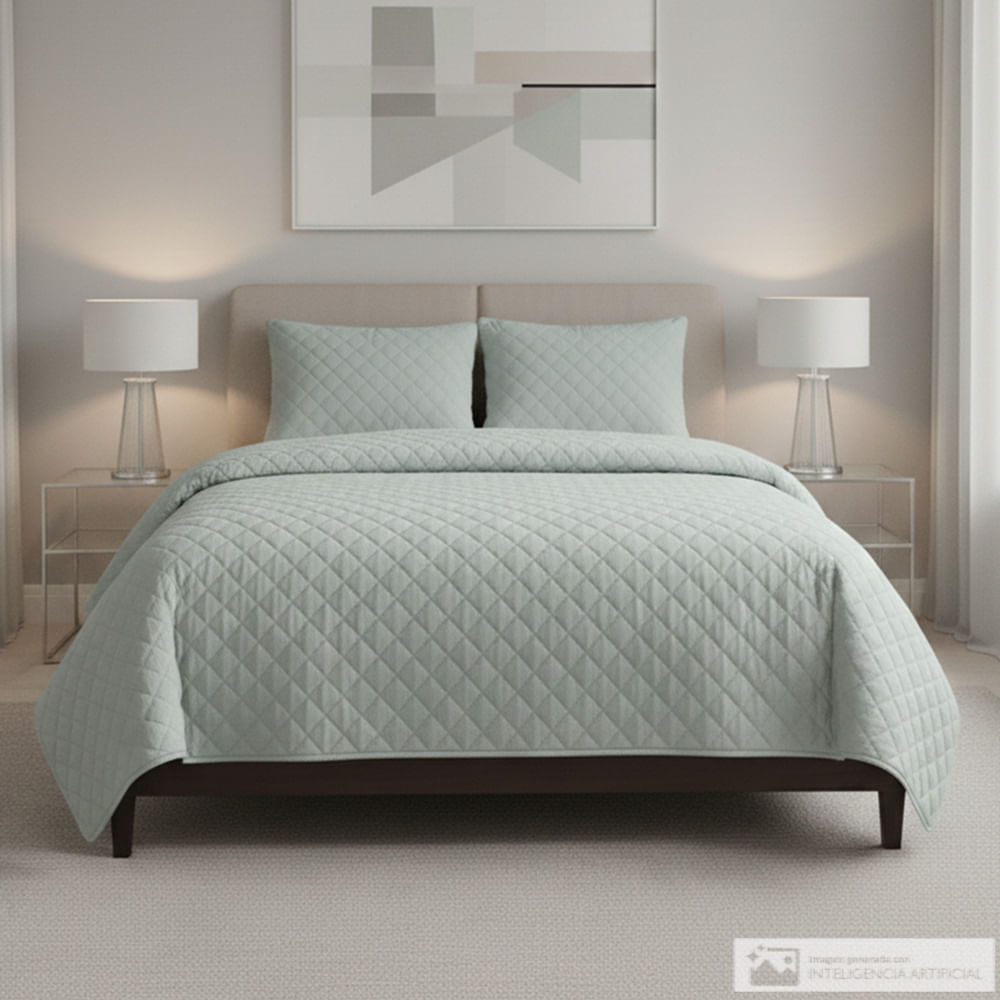 Cubrecama Detalles de poliéster diseño sólido