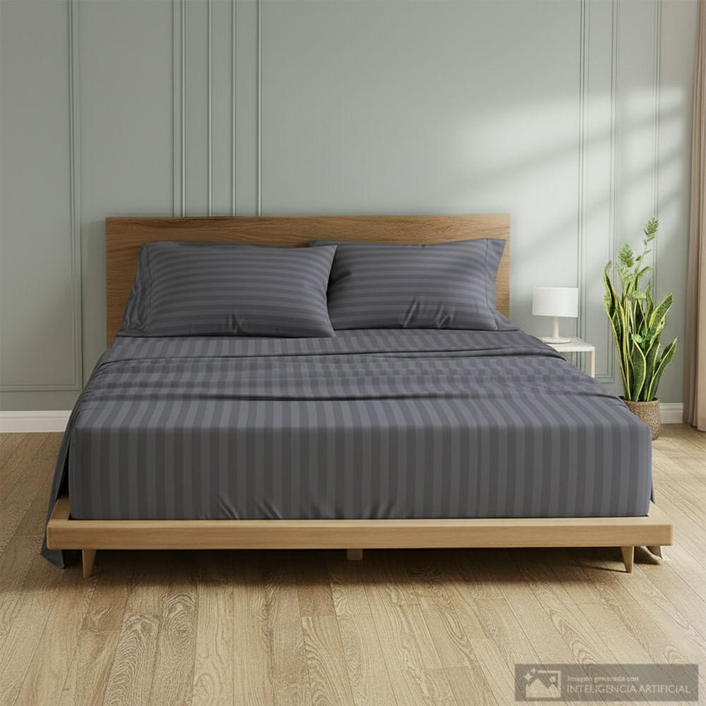 Set de sábana Detalles diseño rayado de algodón 400 hilos