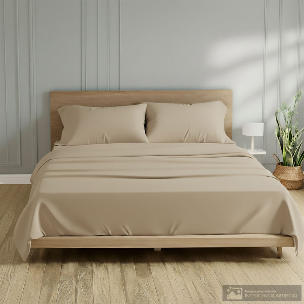 Set de sábana Detalles diseño sólido de algodón 200 hilos