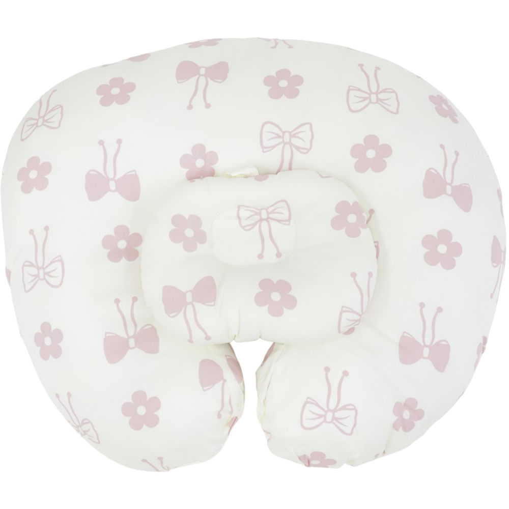 Almohada antirreflujo blanca estampada para bebé niña