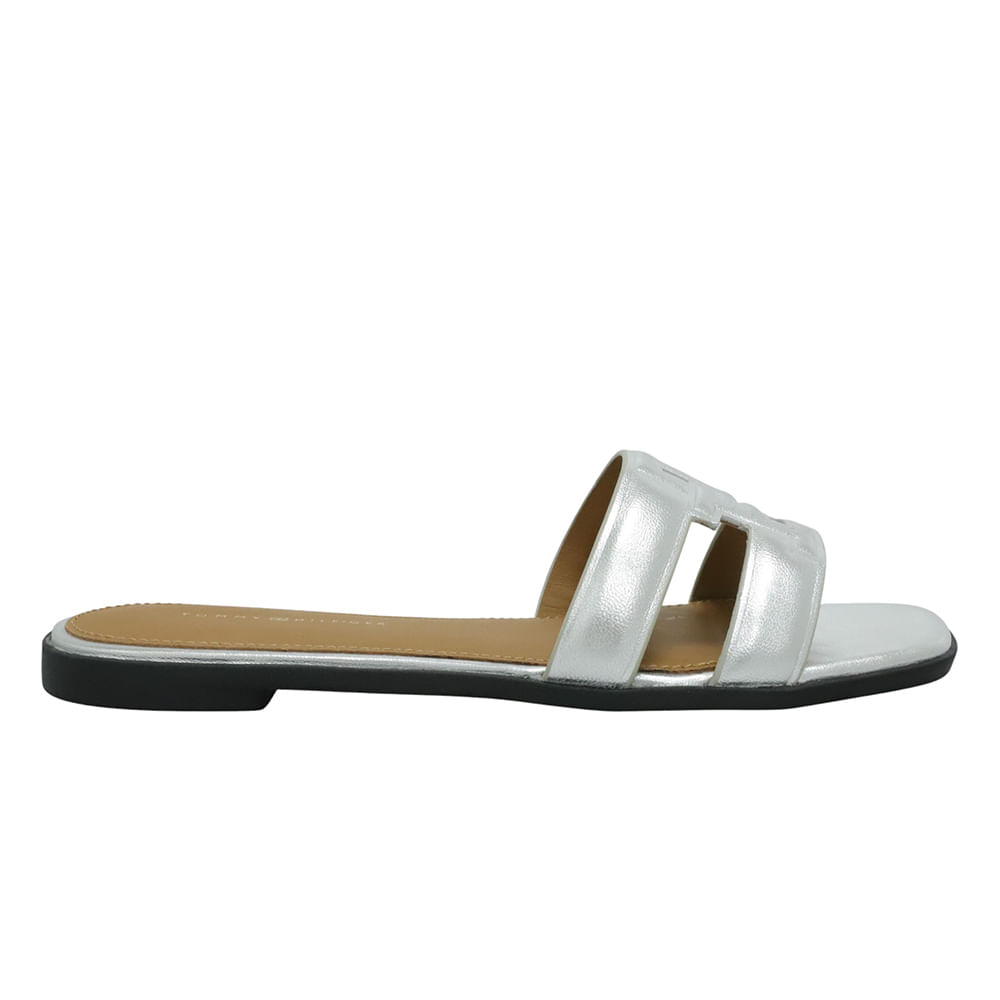 Sandalia casual Tommy Hilfiger color plateado para mujer
