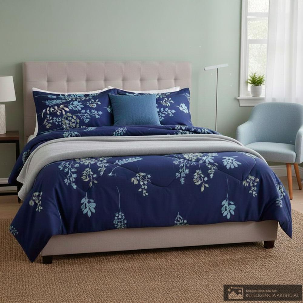 Edredón Detalles de poliéster estampado ramas + frazada