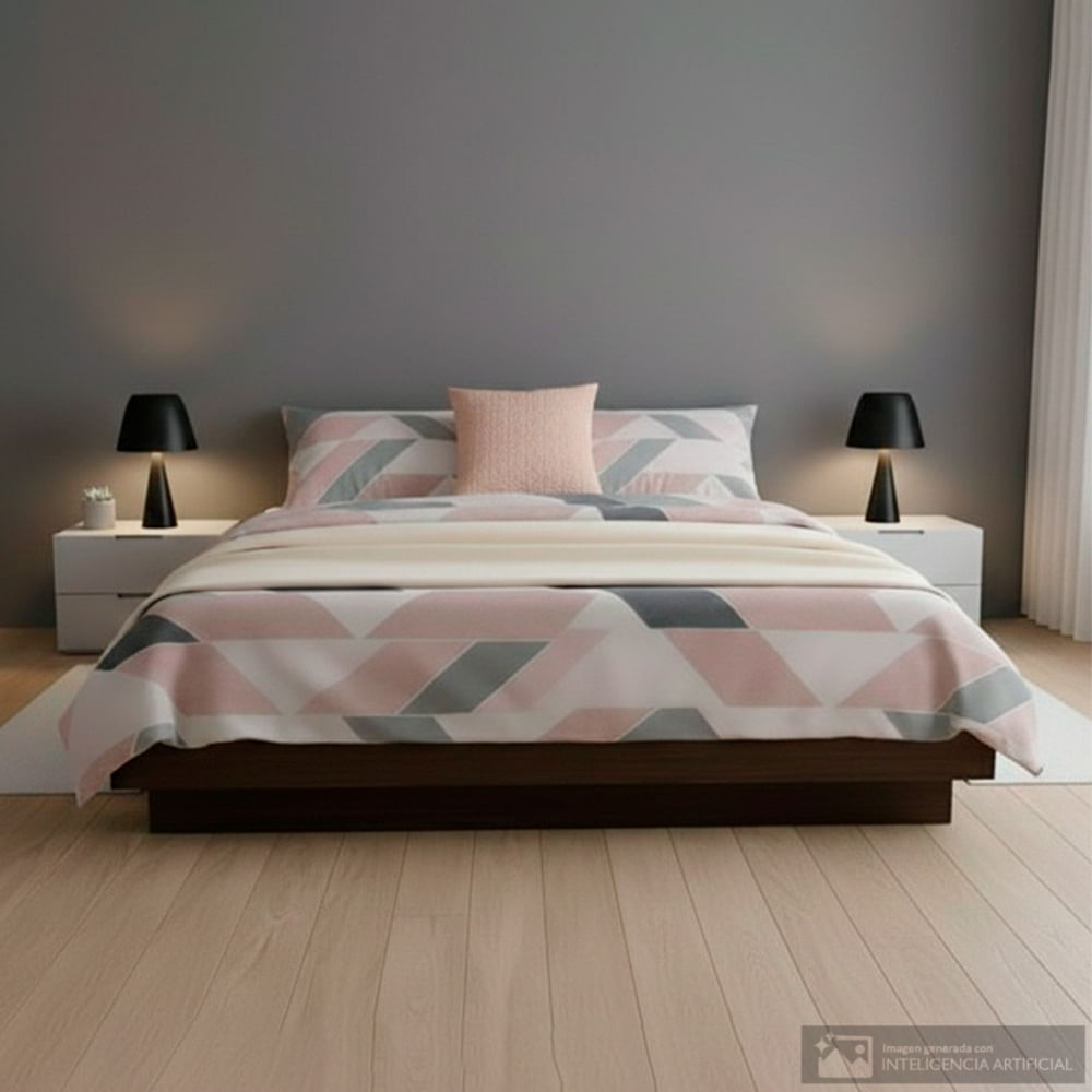 Edredón Detalles de poliéster estampado geométrico + frazada