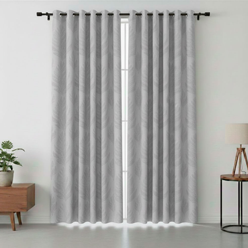 Cortina blackout con textura de palmeras jacquard de poliéster 140x229 cm