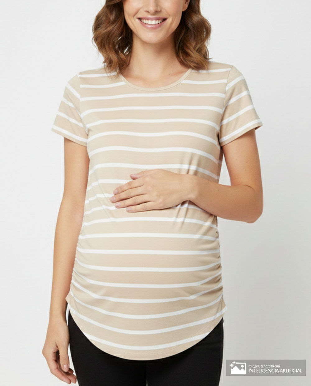 Camiseta maternal Sabrina rayada manga corta para mujer