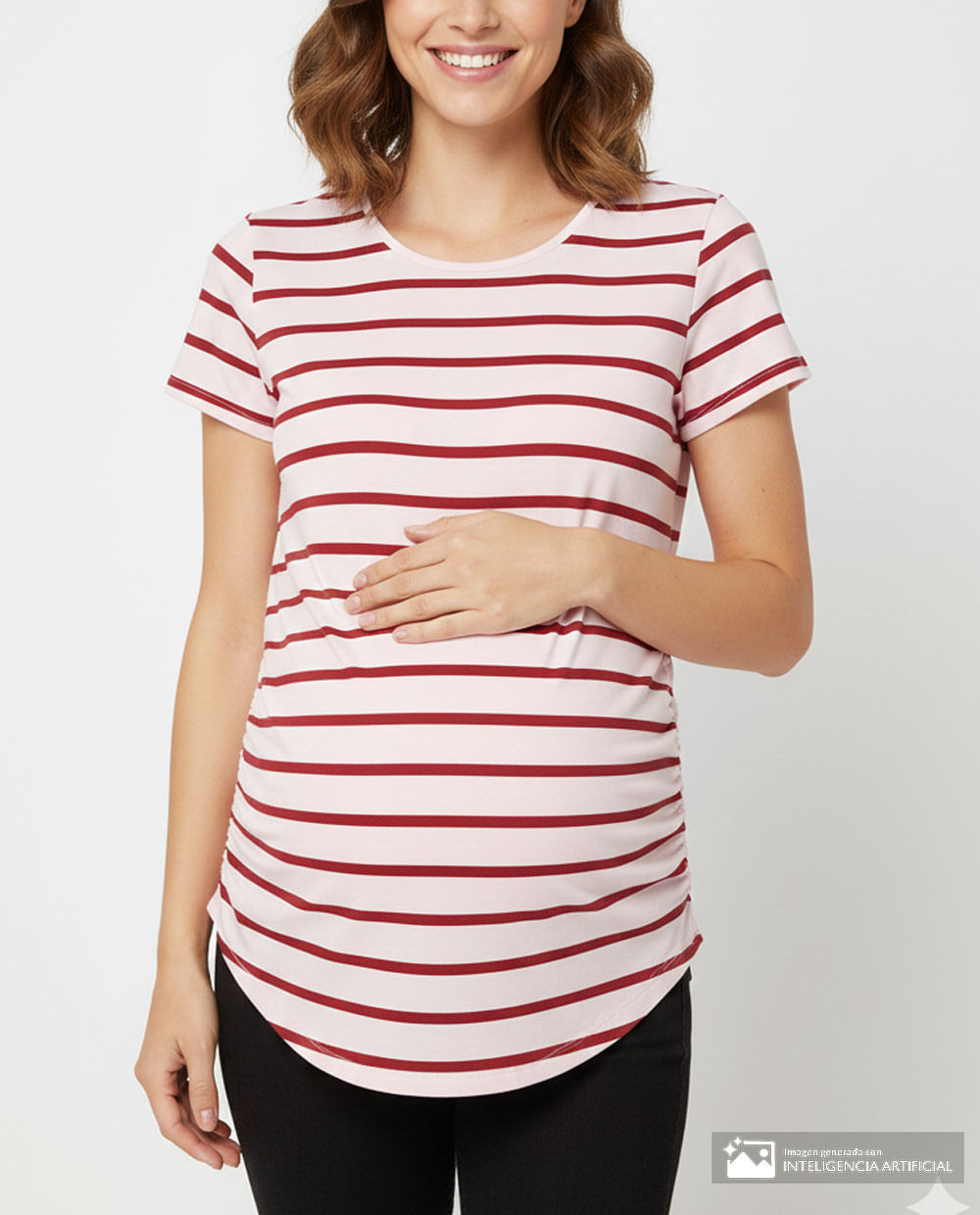 Camiseta maternal Sabrina rayada manga corta para mujer