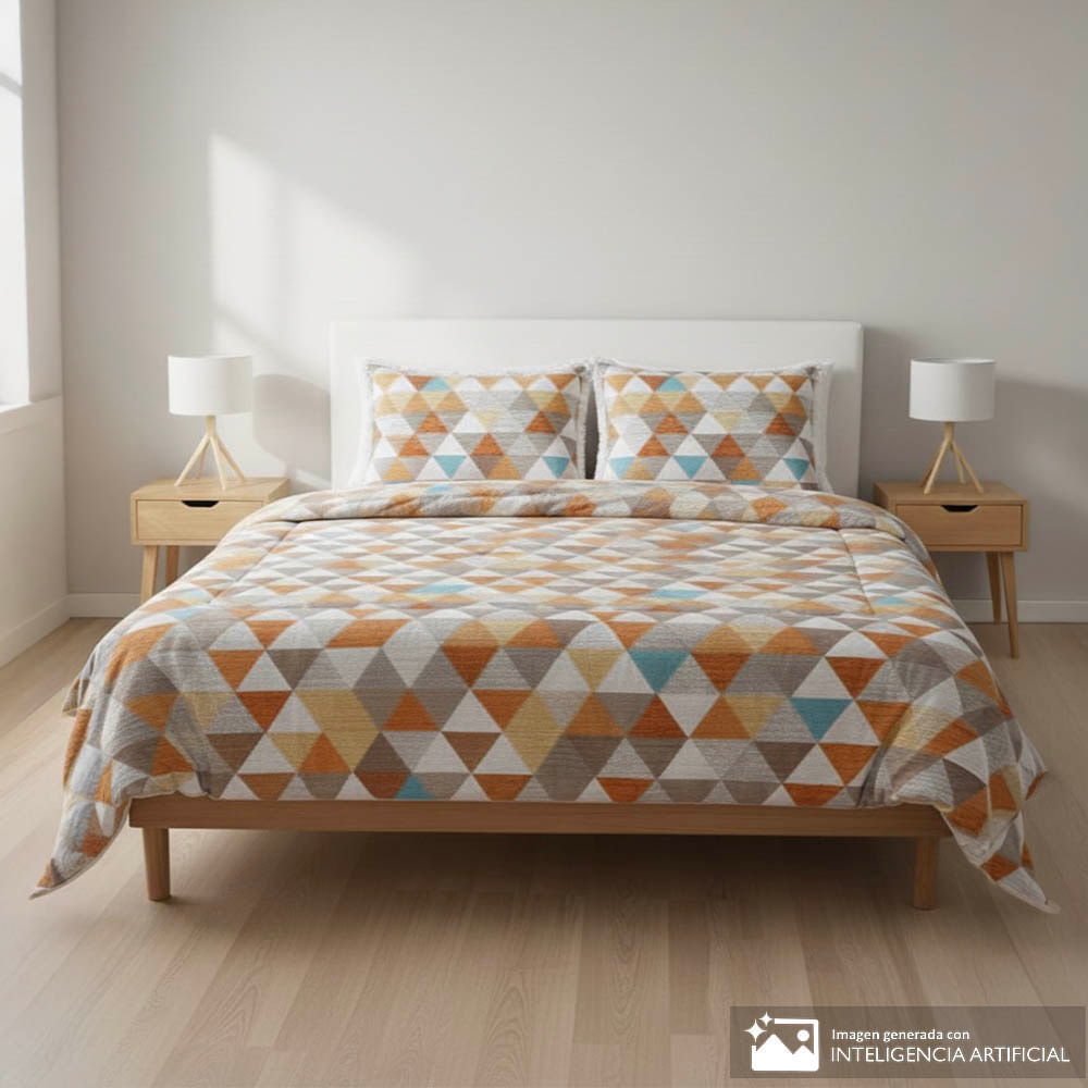 Edredón Detalles de poliéster estampado triángulos + frazada