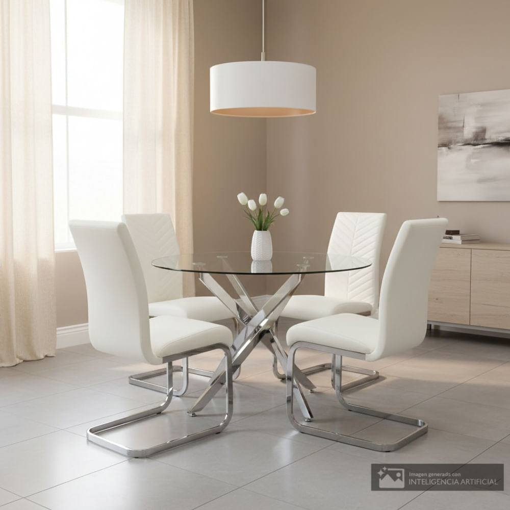 Comedor 4 personas rectangular top vidrio Bravo mura