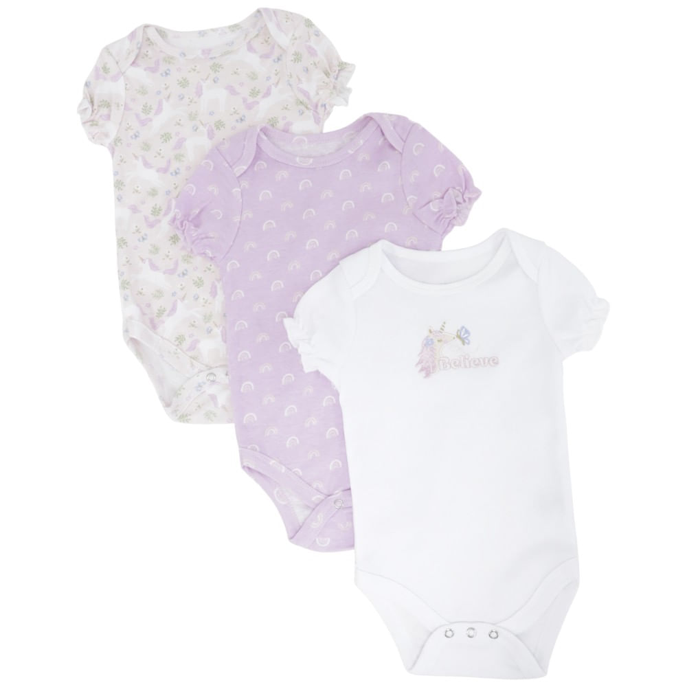 Set de 3 mamelucos multicolor para niña