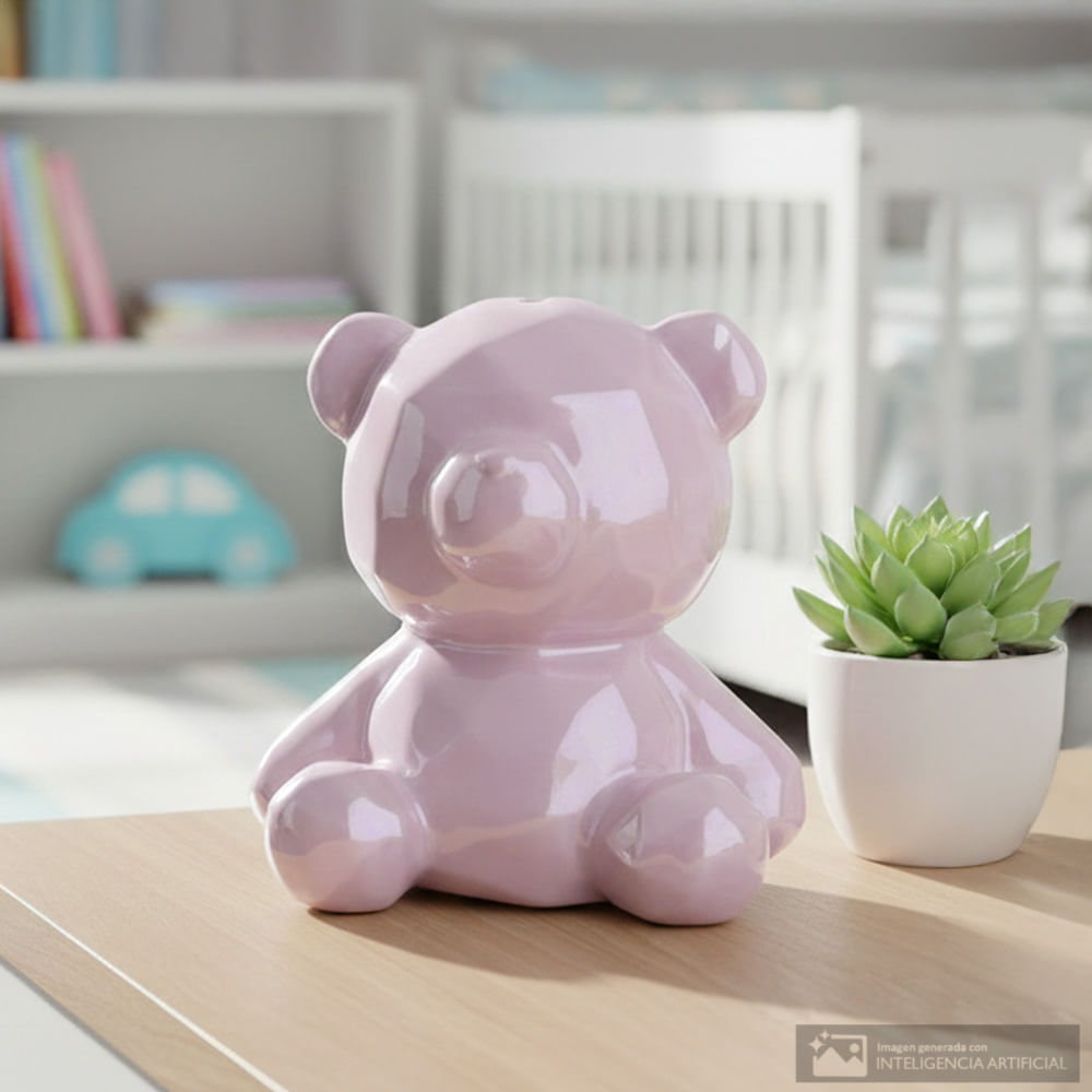 Alcancía infantil de cerámica color surtido con diseño de oso 16x13 cm