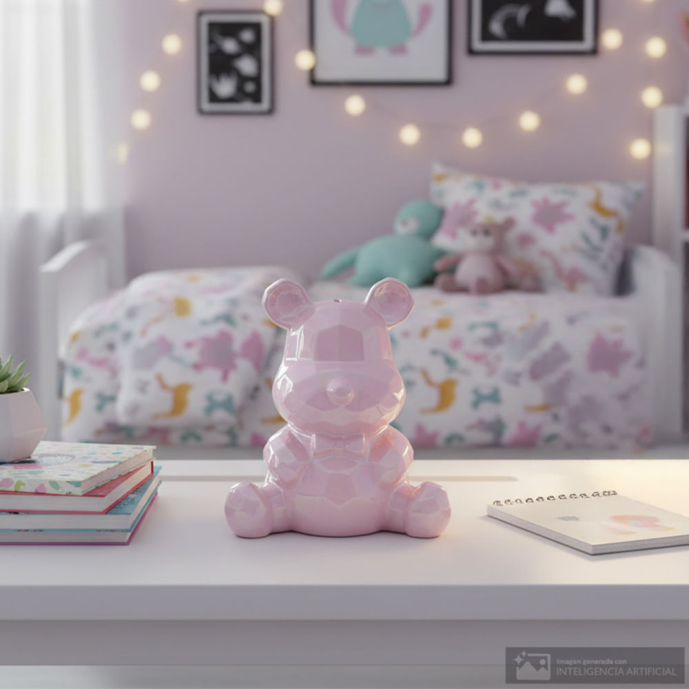 Alcancía infantil de cerámica color surtido con diseño de oso geométrico 14x10x16 cm