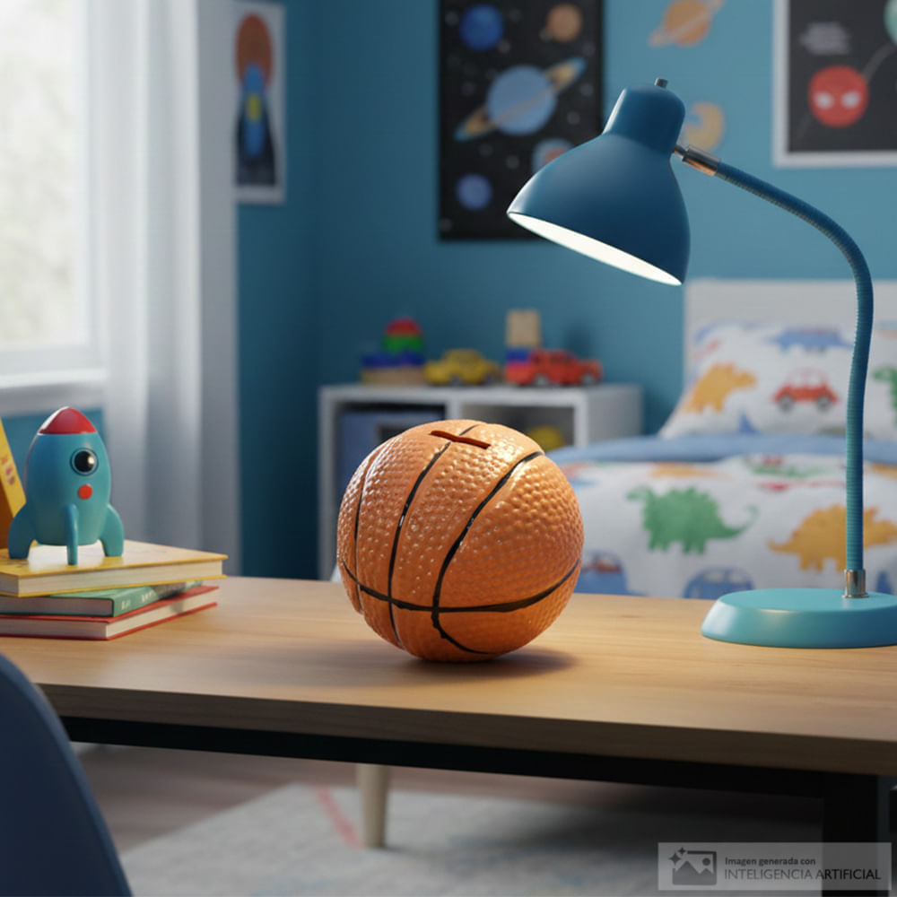 Alcancía infantil de cerámica con diseño de pelota de baloncesto 14x13 cm