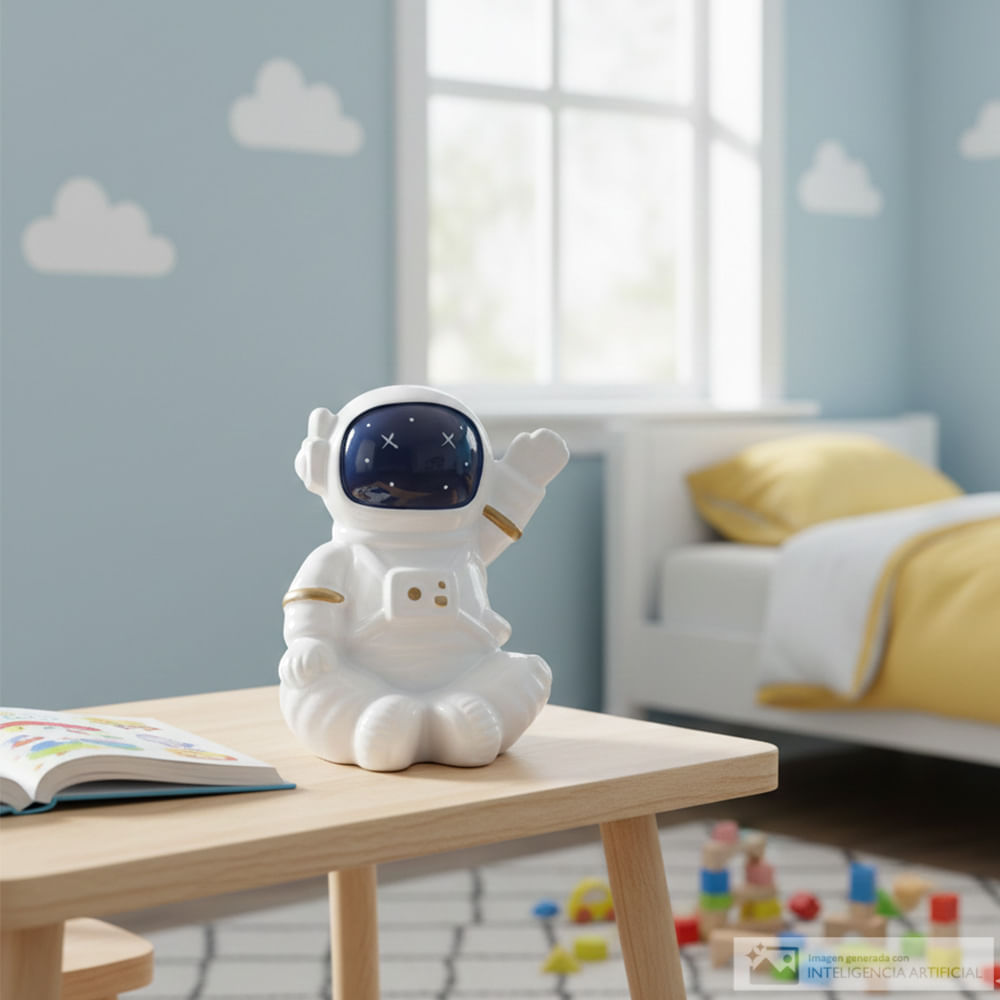 Alcancía infantil de cerámica colores surtidos diseño astronauta sentado 13.5x12x11 cm