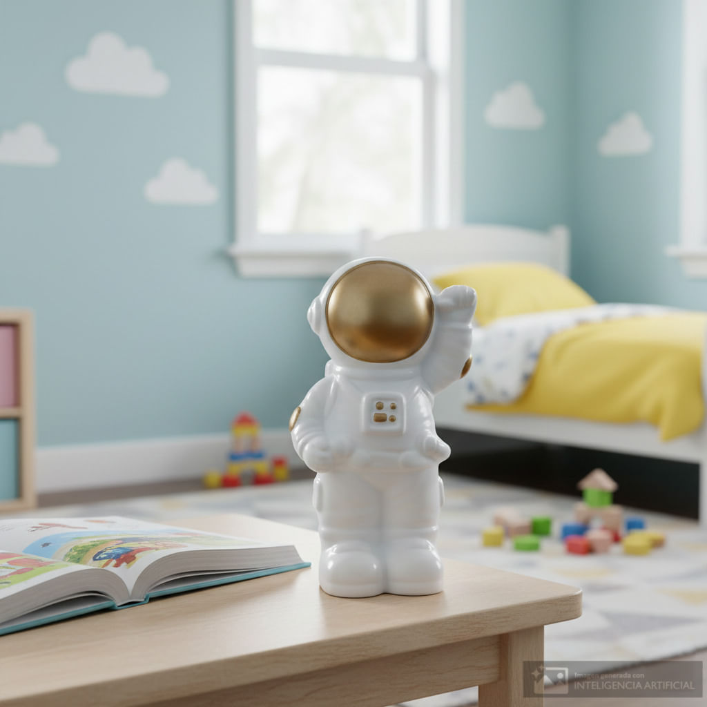 Alcancía infantil de cerámica color surtido con diseño de astronauta de pie 10x9.5x19 cm