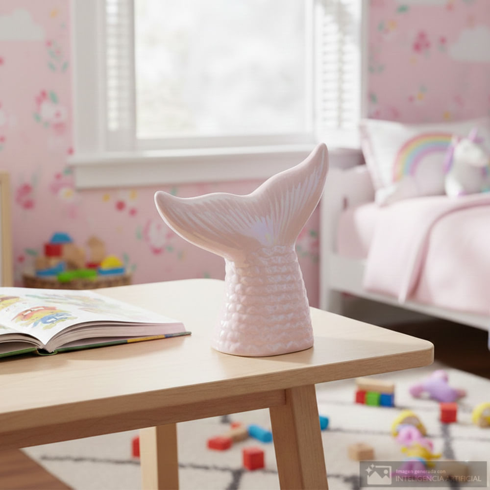 Alcancía infantil de cerámica colores surtidos diseño cola de sirena 14x7x16 cm