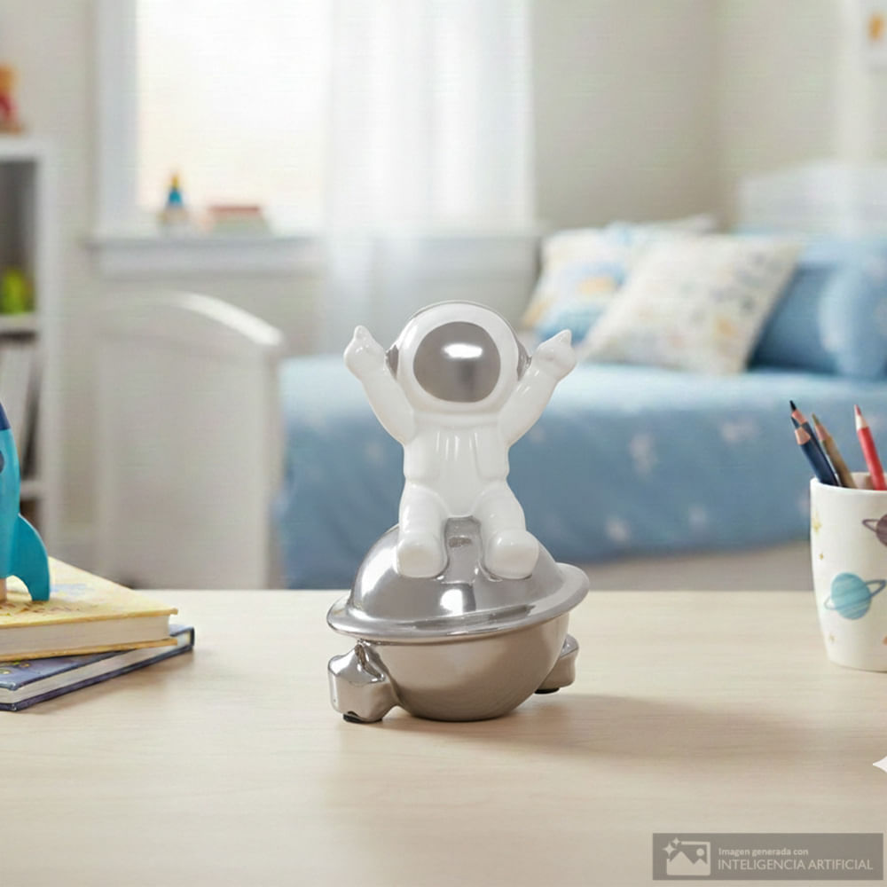 Alcancía infantil de cerámica colores surtidos diseño astronauta 12x22 cm