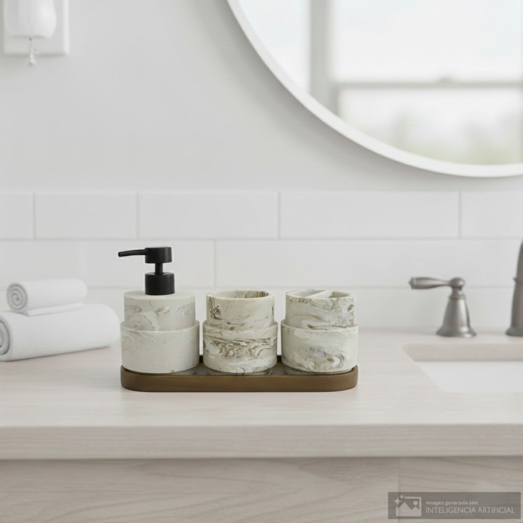 Set 4 piezas de poliresina para baño