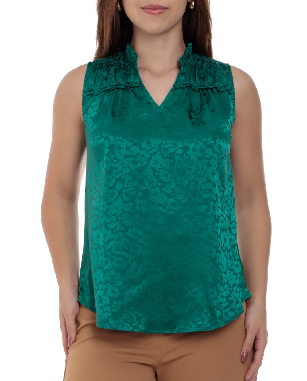 Blusa Sabrina formal estampada sin mangas para mujer