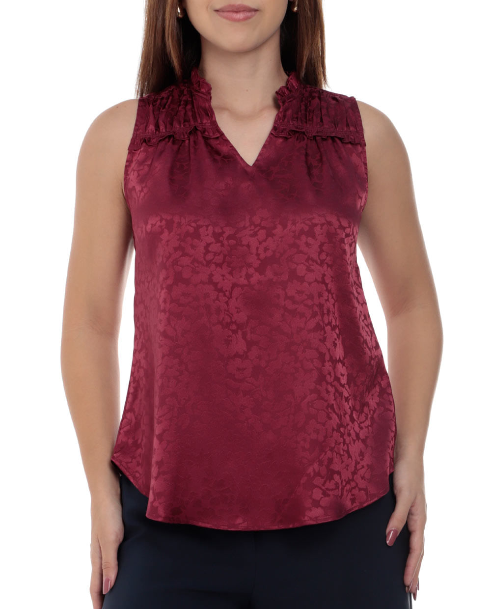 Blusa Sabrina formal estampada sin mangas para mujer