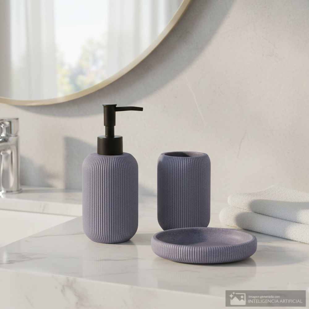 Set 3 piezas de poliresina con textura baño