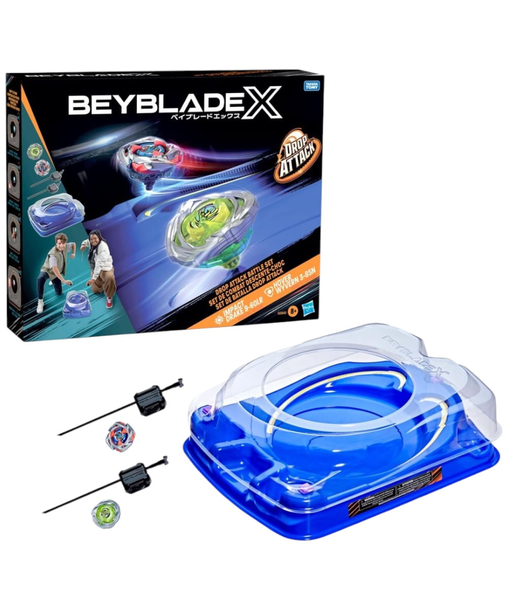 Beyblade x set de batalla drop attack incluye 2 lanzadores